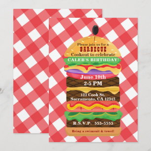 Cartes d'invitation barbecue barbecue d'été hambur