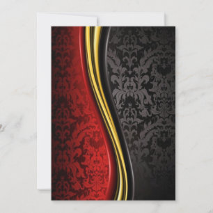 Cartes d'invitation baroques or rouge et noir clas
