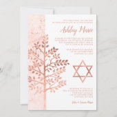 Cartes d'invitation Bat Mitzvah Rose Gold Arbre de (Devant)