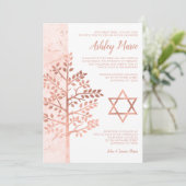 Cartes d'invitation Bat Mitzvah Rose Gold Arbre de (Debout devant)