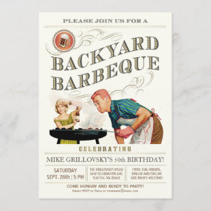 Cartes d'invitation BBQ Backyard   Vintage Classiq
