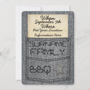 Cartes d'invitation BBQ pour poche de jeans