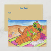 Cartes d'invitation Bikini Cat Été (Devant / Derrière)