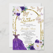 Cartes d'invitation bilingues au coing papillon ro (Dos)