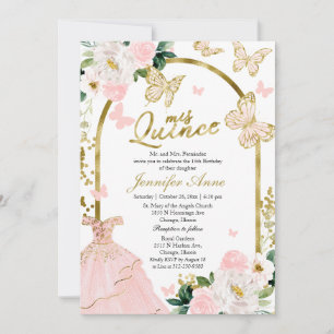 Cartes d'invitation bilingues Papillon Coing