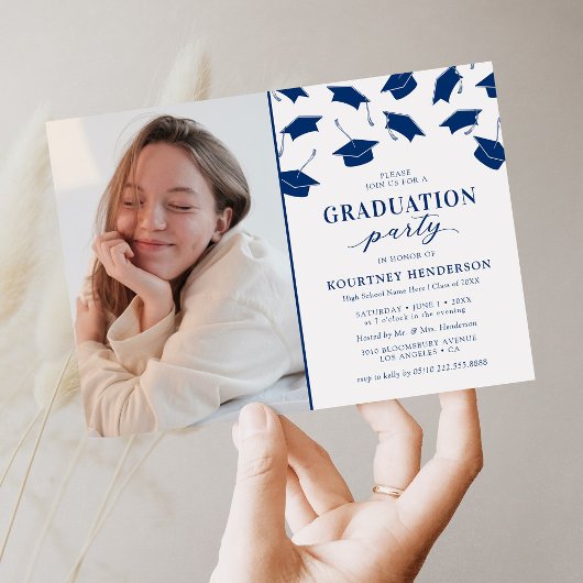 Cartes d'invitation bleu simple pour la fête de re