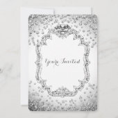 Cartes d'invitation Bling Diamant Argent Blanc Pla (Dos)