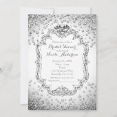 Cartes d'invitation Bling Diamant Argent Blanc Pla (Devant)