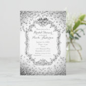 Cartes d'invitation Bling Diamant Argent Blanc Pla (Debout devant)