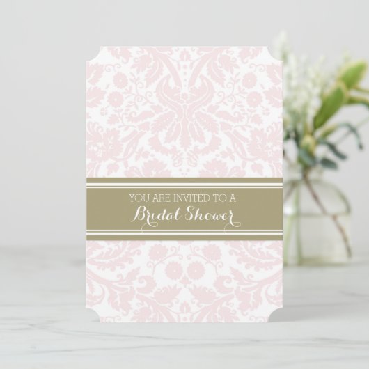 Cartes d'invitation Blush Tan Damask (Debout devant)