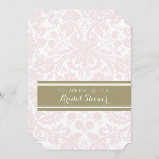 Cartes d'invitation Blush Tan Damask (Devant / Derrière)