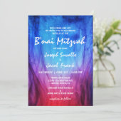 Cartes d'invitation B'nai Mitzvah | Bleu Rouge | F (Debout devant)