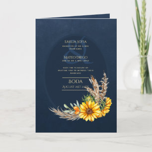 Cartes d'invitation BODA espagnoles Tournesols Ble