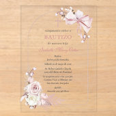 Cartes d'invitation Boho Bautizo pour filles en ac (Recto)
