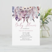 Cartes d'invitation Boho Bohème Plumes pour Baby S (Debout devant)