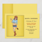 Cartes d'invitation Bottes de Cowgirl et Bourbon (Devant / Derrière)