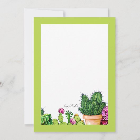 Cartes d'invitation Cactus (Dos)