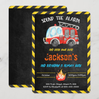 Cartes d'invitation Camion de pompiers