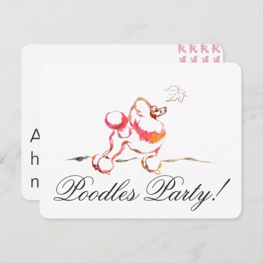 Cartes d'invitation Caniche (Devant / Derrière)