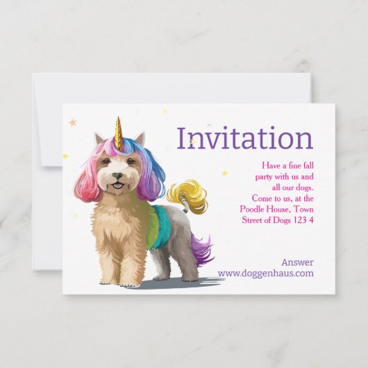 Cartes d'invitation Caniche (Dos)