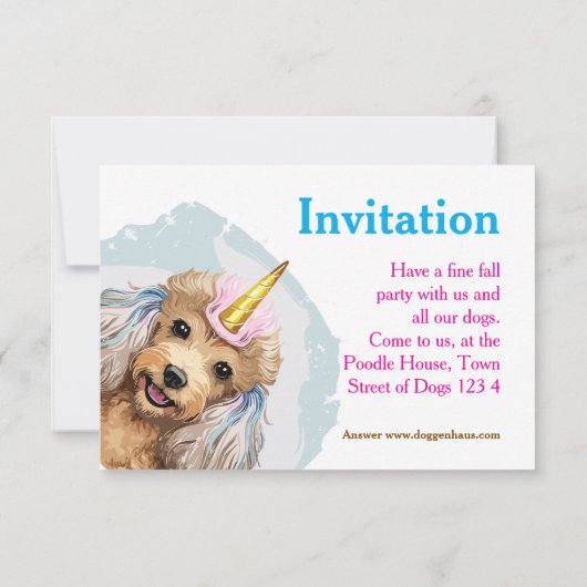 Cartes d'invitation Caniche (Dos)