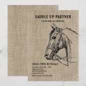 Cartes d'invitation Cheval Rustique (Devant / Derrière)