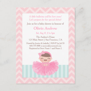 Cartes d'invitation Chevron Ballerine pour Baby Sh