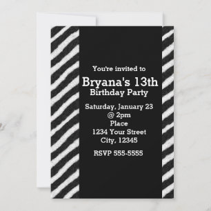 Cartes d'invitation chic à rayures de zèbre pour a