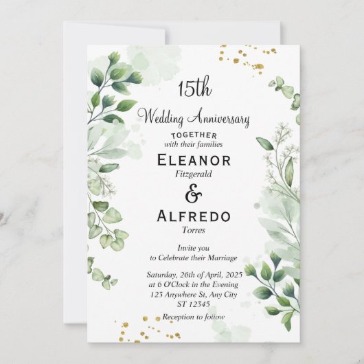 Cartes d'invitation chic Boho avec verdure pour ma (Devant)