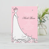 Cartes d'invitation chic rose et noir pour une mod (Debout devant)