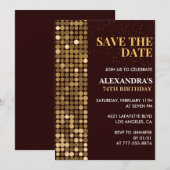 Cartes d'invitation Chic Save the date Or 74ème an (Devant / Derrière)