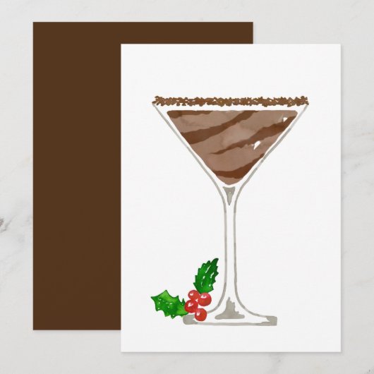 Cartes d'invitation Cocktail Martini au Chocolat (Devant / Derrière)