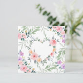 Cartes d'invitation Cœur de Fleur Rose (Debout devant)