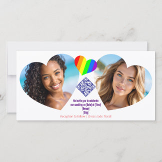 Cartes d'invitation coeurs arc-en-ciel Image
