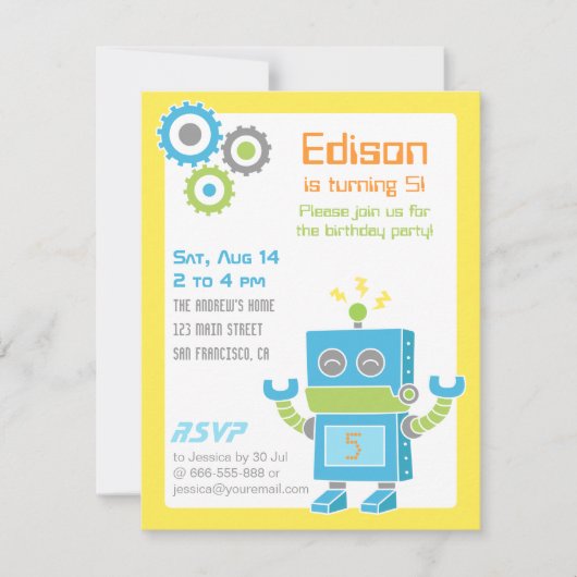 Cartes d'invitation colorées et mignonnes pour une (Devant)