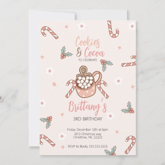 Cartes d'invitation Cookies et Cocoa Hiver (Devant)