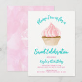 Cartes d'invitation Cupcake de Célébration Sucrée (Devant / Derrière)