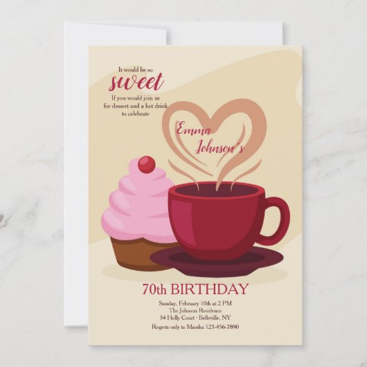Cartes d'invitation Cupcakes et Café (Devant)