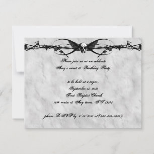 Cartes d'invitation Cyber Goth Crâne ailé Fil de f