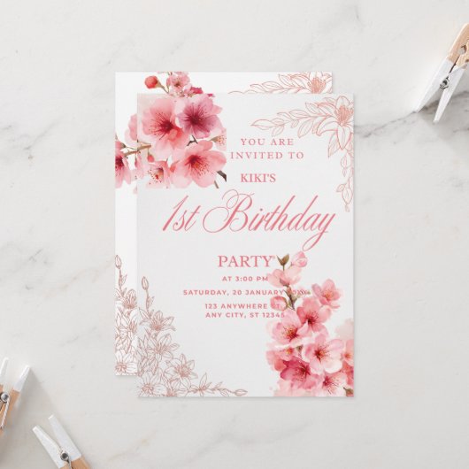 Cartes d'invitation d'anniversaire (Devant/Arrière en situation)