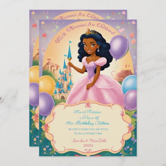 cartes d'invitation d'anniversaire (Devant / Derrière)