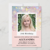 Cartes d'invitation d'anniversaire 10 ans rose Con (Devant)