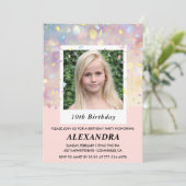 Cartes d'invitation d'anniversaire 10 ans rose Con (Debout devant)
