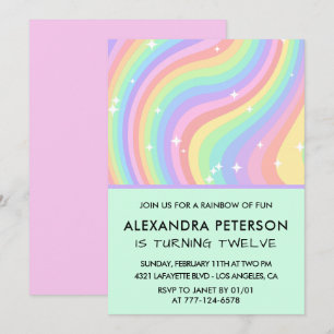 Cartes d'invitation d'anniversaire 12 ans Arc-en-c