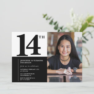 Cartes d'invitation d'anniversaire 14 ans noires É