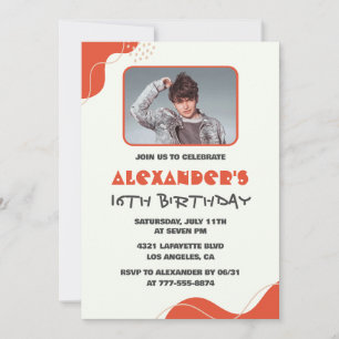 Cartes d'invitation d'anniversaire 16 ans pour hom