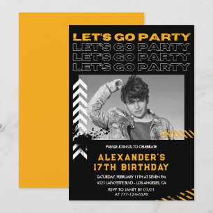Cartes d'invitation d'anniversaire 17 ans noir Hom