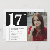 Cartes d'invitation d'anniversaire 17 ans noir Mod (Devant)