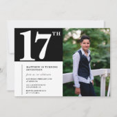 Cartes d'invitation d'anniversaire 17 ans noir Mod (Devant)