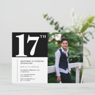 Cartes d'invitation d'anniversaire 17 ans noir Mod